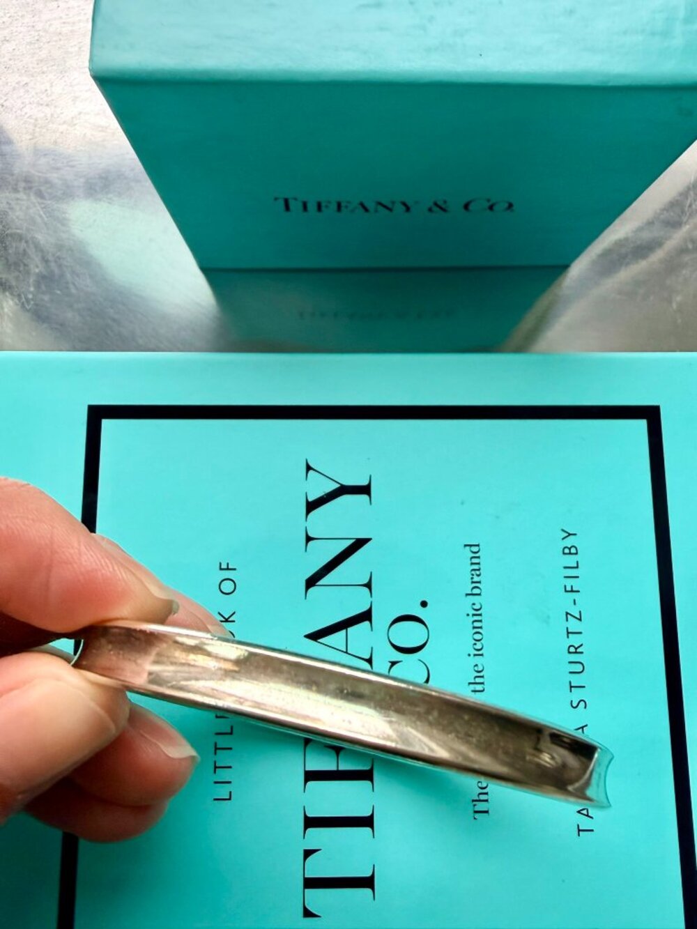 Vintage 1997 Tiffany & Co. 1837 Narrow Bangle Bracelet Oval Sterling Silver - Picture 5 of 9